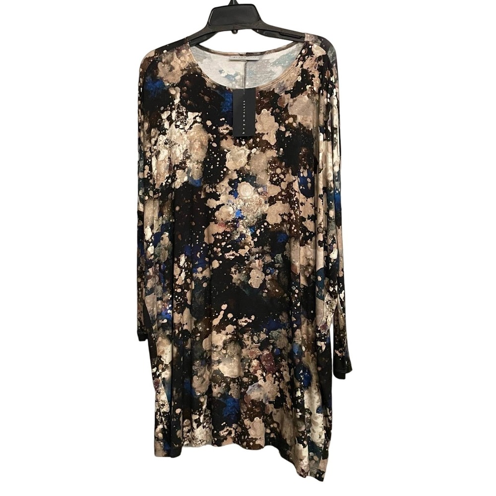 Bryn Walker Abstract Print Long Sleeve Tunic Top Women's Medium M Made in USA